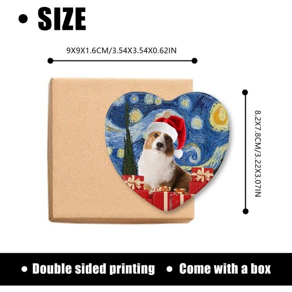 🆕 Dog Christmas Ornament Decorations Ceramic Tree Corgi Xmas Hat Lover Gifts - Picture 3 of 4